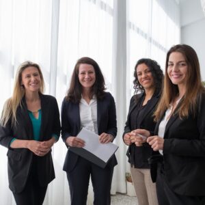 Photo by Kampus Production: https://www.pexels.com/photo/a-group-of-women-standing-and-smiling-while-wearing-corporate-attire-8171224/